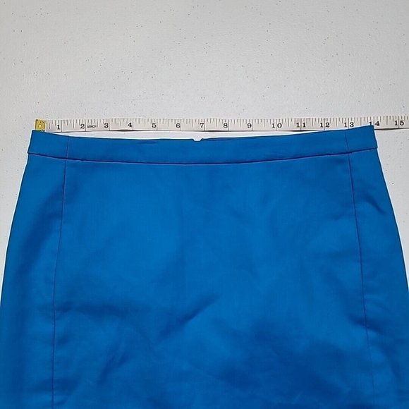 J Crew Women's Straight Pencil Skirt Bright Blue Lined Cotton Size 0 *Read* - Picture 4 of 15